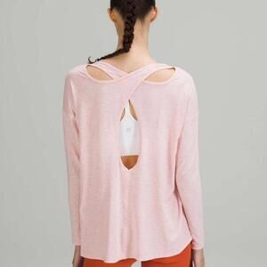Lululemon Back Into It Pink Heathered Long Sleeved Shirt Sz 8/M